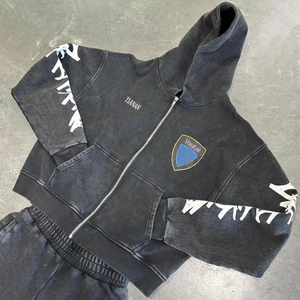 Conjunto de Sudadera con Capucha y Pantalones Deportivos Anchos de Estilo Urbano Vintage para Invierno, Personalizados con Impresión DTG, 100% Algodón, para Hombre - Product Image 2