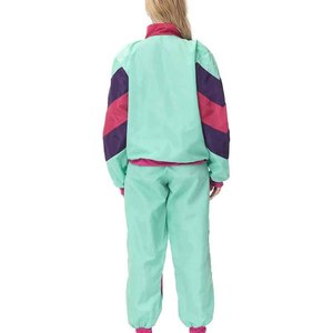 Women's Maroon <b>White</b> Color Block <b>Tracksuit</b> Full Sleeve Zipper Sporty Jogging Suit Regular Fit Autumn Wear - Product Image 5