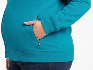 Sudadera con capucha de forro polar para mujer, con cremallera, manga larga, tejida, para embarazo, ropa de invierno, chaqueta con capucha para hospital y lactancia - Product Image 5