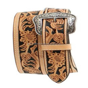 Cinturones de cuero occidental retro vintage personalizados con flores talladas a mano para mujeres y hombres en varios colores y tamaños. - Product Image 2