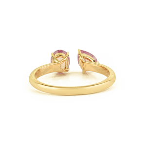 Anillo Abierto Toi et Moi de Zafiro Rosa con Engaste de Garras, Elegante y Sencillo, con Gema Natural Fina, Oro Amarillo Puro de 14K, Joyería de Última Moda para Uso Diario - Product Image 6