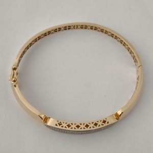 18ct Rose Gold Diamond Pave Bar Bracelet for <b>Men</b> Geometric Statement Design Luxury Gents Jewelry Wedding Party Gift - Product Image 2