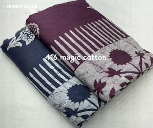 Premium Quality Pure Chanderi Cotton with Hand-Block Battik Print Saree-<b>Spray</b> with Block Print Blouse <b>Set</b> Indian Exporter - Product Image 3