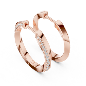 Juego de Aretes de Aro Simples en Oro Rosa de 18K con Baño de Rodio, Diamantes Cultivados en Laboratorio con Certificación IGI, Lujo de 0.38CT, Color E, para Uso Diario, Glamorosos - Product Image 2