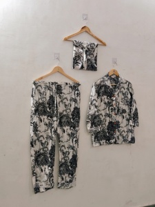 Ensemble de pyjama en coton pour femmes, col mandarin, manches longues, imprimé à pois, pantalon long, coupe régulière, toutes saisons, vêtements de nuit décontractés - Product Image 5
