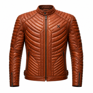 Blouson de moto en cuir entièrement matelassé |   Noir Cognac Vert |   Fabricant OEM ODM |   Qualité de conception haut de gamme |   Respirant | - Product Image 1