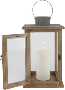 Handmade <b>Large</b> Brown Wooden Candle <b>Lantern</b> with Metal Handle Fancy Wooden <b>Lantern</b> Candle Holder for Export Sale - Product Image 2
