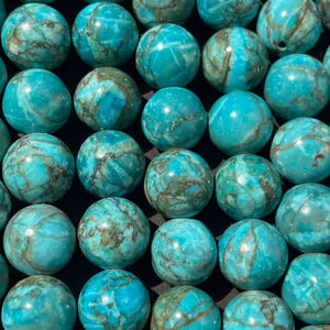 Magnifiques perles de pierre turquoise rondes, magnifiques pierres précieuses turquoise bleues, brin complet, haute qualité - Product Image 1