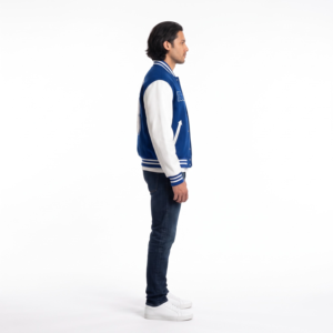 Chaqueta Varsity Personalizada OEM para Hombre, Mezcla de Lana, Mangas de Cuero Vacuno Genuino, Estilo Urbano, Chaqueta Bomber Letterman, Fabricante de Sialkot - Product Image 3