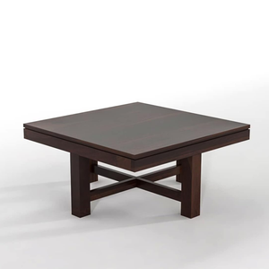 Table basse en bois avec 4 tabourets, meubles de bureau à domicile, table en bois pour salon, ensemble de table centrale, finition teck naturel - Product Image 3