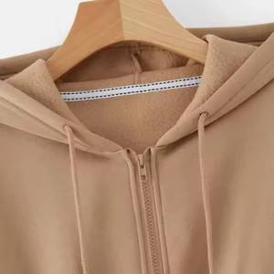 Women's Hooded Cropped <b>Sweatshirt</b> <b>White</b> Red Drop-shoulder Sleeve Casual Fleece Pullover Winter Wear Pockets Custom Printed Front - Product Image 2