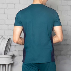 Ensemble de jogging d'hiver pour homme, bleu, col rond, sans manches, couleur unie, sportif, anti-transpiration, coupe régulière, longueur intégrale, 100% coton - Product Image 4