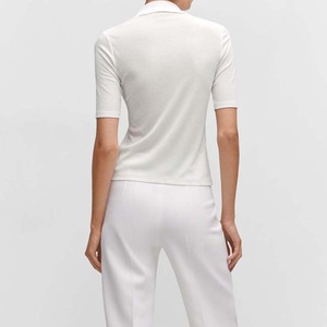 Camiseta de Mujer de Punto Transpirable 100% Algodón, Manga Corta, Verano, Color Sólido, Casual, Holgada, Antiarrugas, de Secado Rápido - Product Image 5