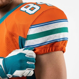 Tenue d'équipe 100% polyester respirant à manches courtes, uniforme de football américain personnalisé avec impression frontale, dernier design, écologique - Product Image 5