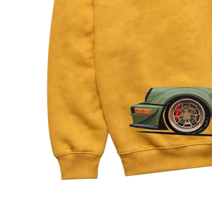 เสื้อพิมพ์ลาย GAC Car Print สำหรับผู้ชาย ทรงโอเวอร์ไซส์ สไตล์โกธิค เสื้อสเวตเชิ้ตลำลอง สีเหลือง พิมพ์ลายซิลค์สกรีน ผ้าฝ้ายเฟรนช์เทอร์รี่ 360 กรัม สำหรับฤดูใบไม้ร่วง - Product Image 4