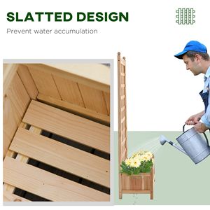 24\" X 12\" <b>Wooden</b> Raised Garden <b>Bed</b> with Trellis Outdoor Drainage Planter <b>Box</b> for Climbing Vine Plants & Flowers - Product Image 2