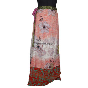 Hot Summer Offer Vintage 2-Layer Reversible Magic Silk Sari <b>Wrap</b> <b>Skirt</b> Plus Size Printed Fabric-Hot off the Press! - Product Image 1