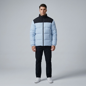 Veste matelassée colorée pour homme, fermeture éclair intégrale, veste d'hiver chaude, col haut, vêtements d'extérieur décontractés - Product Image 1
