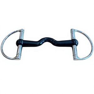 NEW HORSE RUBBER MOUTH Ribbed Flexi D BIT STEEL /HORSE HARD RUBBER MOUTH RIBBED PEHLAM FULL CHEEK D BITS HANGING CHEEK - Product Image 2