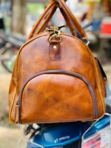Sac de voyage en cuir fait main de luxe avec fermeture éclair, taille personnalisée, multifonctionnel, sac de week-end portable - Product Image 4