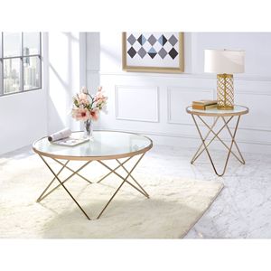 Tavolino da caffè Valora con piano in vetro smerigliato e finitura champagne - Product Image 5