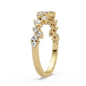 Anillos de moda con diamantes cultivados en laboratorio de corte redondo, anillo de media eternidad, banda de compromiso de oro puro de 14K para mujer, joyería fina para boda - Product Image 3
