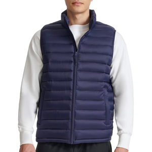 Gilet matelassé en polaire bleu marine à col montant pour homme GENERSA SPORTS, rembourrage en polyester, fermeture éclair, vêtement d'extérieur décontracté pour l'hiver - Product Image 1