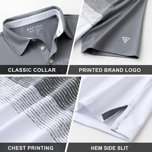 Chemises de golf pour hommes, coupe ajustée, imprimé sur la poitrine, blocs de couleur, évacuation de l'humidité, polos décontractés à manches courtes - Product Image 5