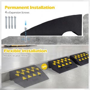 Rampes de trottoir en caoutchouc robustes, lot de 2, avec canal de drainage et bandes réfléchissantes pour allée - Product Image 6