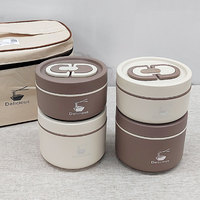 Boîte à lunch en acier inoxydable avec coque en PP, matériaux durables, boîte à repas avec sac isotherme, boîte bento