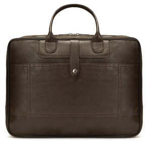 Dark Brown Laptop Leather <b>Bag</b> with Buckle Closure Durable Business Office Carry <b>Bag</b> Wholesale Supplier - Product Image 2