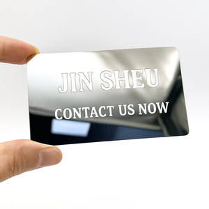 Cartes de visite personnalisées en zinc plaqué argent, sérigraphiées, polies et effet miroir, en gros - Product Image 3