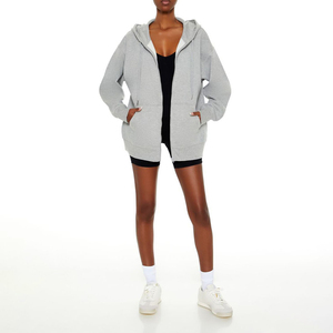 Sweat à capuche zippé surdimensionné personnalisé pour femme et pantalon de jogging avec broderie appliquée en polaire polyester/coton – Collection Hiver - Product Image 5