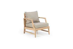 Modern <b>Outdoor</b> <b>Sofa</b> Set Wooden Frame Cushioned Minimalist Design for Garden Villa Use Waterproof Furniture - Product Image 2