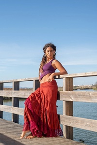Falda larga de flamenco con volantes de encaje |   Falda Maxi Española con Volantes |   Ropa de Baile Estilo Boho para Mujer - Product Image 5
