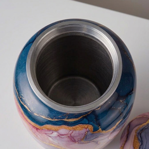 Aluminum Cremation Urn for Human Ashes - Adult Size Metal Urn with <b>Secure</b> <b>Screw</b> Lid - Polished Memorial Vase for Cemetery Buria - Product Image 3
