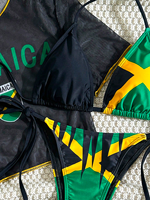 Conjunto de Bikini Jamaica para Mujer, Traje de Baño con Bandera Jamaicana, Top Corto de Malla, Braguita con Lazos Laterales, Ropa de Playa, Venta al por Mayor, OEM