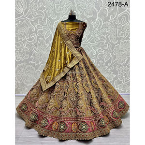 Collections de vêtements de mariée indiens en velours pour la mariée, travail de Zarkhan par Fabzone FZBELLA - Product Image 3