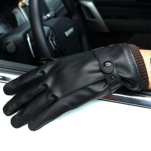 Gants d'hiver en cuir véritable pour hommes, gants chauds doublés thermiquement pour les activités de plein air et la conduite - Product Image 4