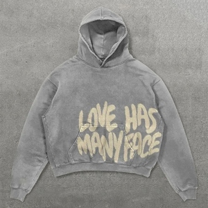 Wholesale Custom Print Vintage Hoodie for Men in 300 GSM Cotton with Washed Streetwear Style - Product Image 2