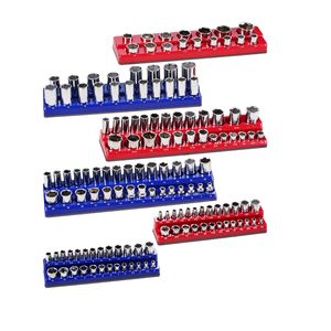 Set di 6 Organizzatori Magnetici per Bussole da 1/4”, 3/8”, 1/2” Metrico e SAE con Etichette Trasparenti, Contiene 143 Pezzi - Product Image 2