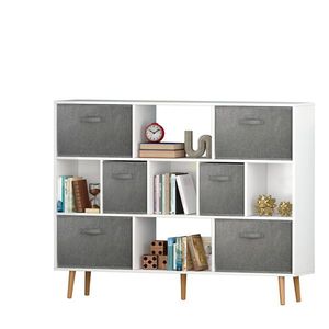 Libreria Moderna Industriale Bianca Solida, Arredamento Minimalista per Soggiorno o Ufficio, Disponibile in Vari Stili di Pannelli in Legno Massello - Product Image 4