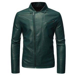 <b>Men</b> Classic Leather <b>Jacket</b> Genuine Leather Casual Outdoor Zip Front Comfortable Regular Fit Fashion Outerwear Winter Stand - Product Image 5