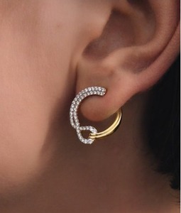Luxury 18K Gold Plated C-Shaped Diamond <b>Hoop</b> Stud <b>Earrings</b> for Women Elegant Micro Pave CZ Stone Half <b>Hoop</b> <b>Earrings</b> - Product Image 5