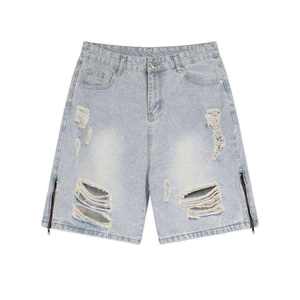 Shorts en jean pour hommes de haute qualité, coupe droite, pour l'été et le fitness - Product Image 3