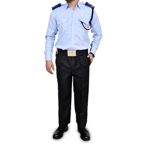 เสื้อเชิ้ตยูนิฟอร์มรักษาความปลอดภัยสีฟ้าอ่อนสำหรับผู้ชาย ผ้าโพลีเอสเตอร์ ระบายอากาศได้ดี มีกระเป๋า พร้อมกางเกงสีดำสำหรับผู้ใหญ่ - Product Image 1