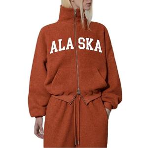 Trendy Women's New York Print Oversized Tracksuit 2 Piece <b>Set</b> High Neck Zip Up Hoodie Baggy Sweatpants Streetwear Sportswear - Product Image 3