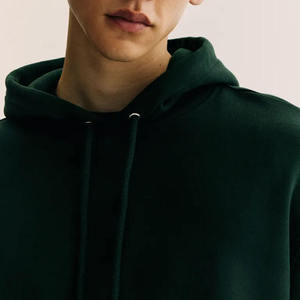 Sudadera con capucha de algodón de forro polar verde bosque lisa, estilo streetwear oversize, personalizada al por mayor para hombre y mujer - Product Image 3
