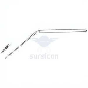 Aiguille de paracentèse Politzer 16,5 cm / 6-1/2 po, positionnée horizontalement, pour chirurgie manuelle de l'oreille en otologie ORL tympanique - Product Image 2