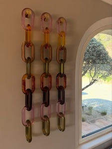 Moderna Decoración de Pared de Cadena Hecha a Mano en Acrílico Multicolor, Estilo Art Deco, Escultura de Anillo Ovalado Colgante DIY - Product Image 1